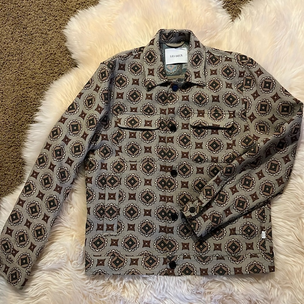 Les Deux Nash Jacquard Jacket Overshirt Men’s Size Large